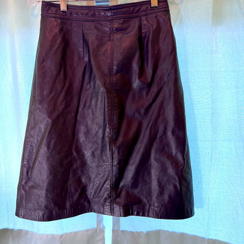 Leather ranch knee length skirt